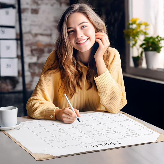 Simplified Desk Calendar 2025-2026 with Desktop Mat, Cabbrix Large Desk Pad Calendar 21" x 16-1/2" Inch Runs From January 2025 to June 2026, Desk Blotter Calendar for Home School and Office (Apricot) - Image 2