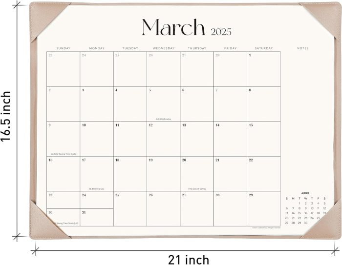 Simplified Desk Calendar 2025-2026 with Desktop Mat, Cabbrix Large Desk Pad Calendar 21" x 16-1/2" Inch Runs From January 2025 to June 2026, Desk Blotter Calendar for Home School and Office (Apricot) - Image 6